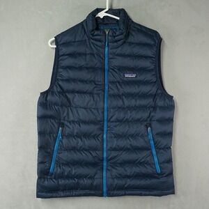 Patagonia Down Sweater Vest Mens M Blue Full Zip Puff Goose Insulated Outdoor